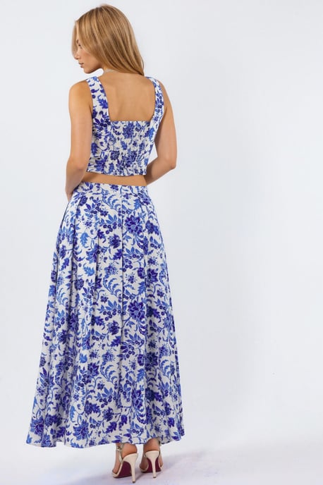 Floral Hoge Taille Midi A-Lijn Plissé Rok - Image 3