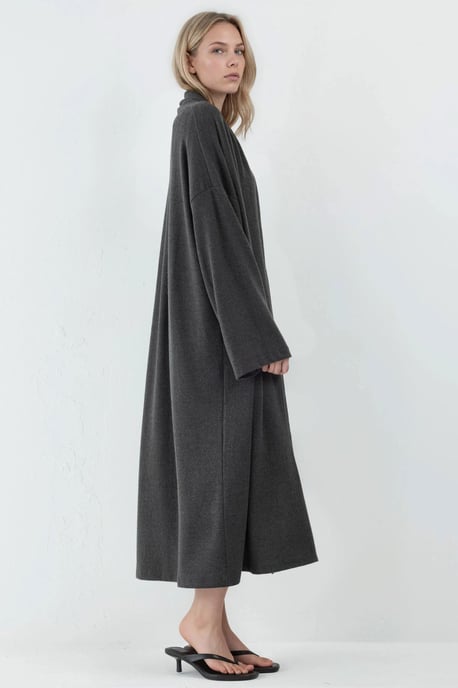 Relaxed Fit Langlijn Open-Front Sjawl Kraag Gebreide Cardigan - Image 3