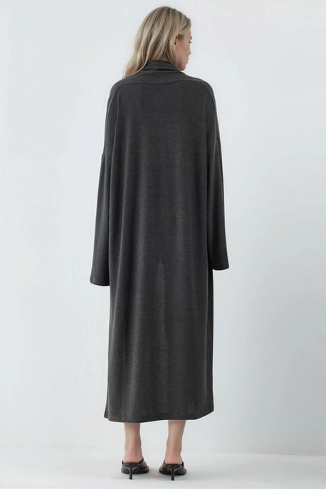 Relaxed Fit Langlijn Open-Front Sjawl Kraag Gebreide Cardigan - Image 4