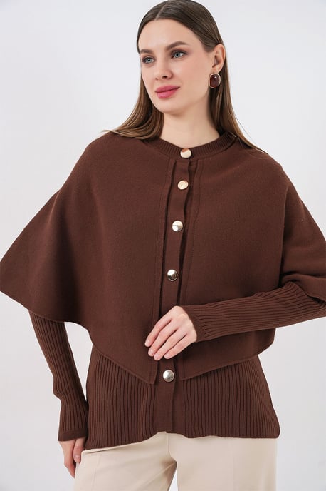 Geribbelde Textuur Lange Mouwen Knopen Cardigan - Image 1