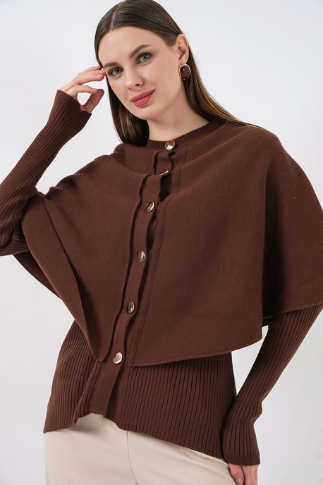 Geribbelde Textuur Lange Mouwen Knopen Cardigan - Image 3