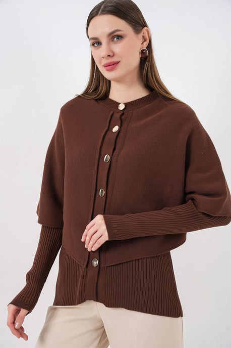 Geribbelde Textuur Lange Mouwen Knopen Cardigan - Image 4