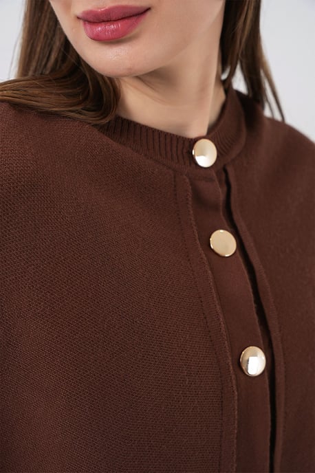 Geribbelde Textuur Lange Mouwen Knopen Cardigan - Image 6