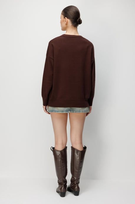 Lange Geribde Trui Cardigan met V-hals en Knopsluiting - Image 6