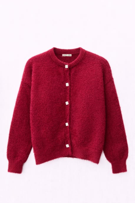 Oversized Jacquard Knopen Cardigan - Image 1