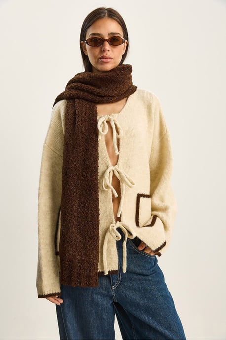 Overmaatse gebreide cardigan met striksluiting - Image 2
