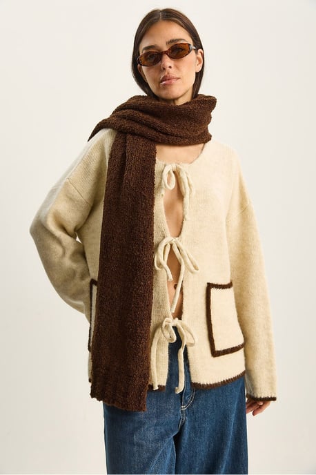 Overmaatse gebreide cardigan met striksluiting - Image 3