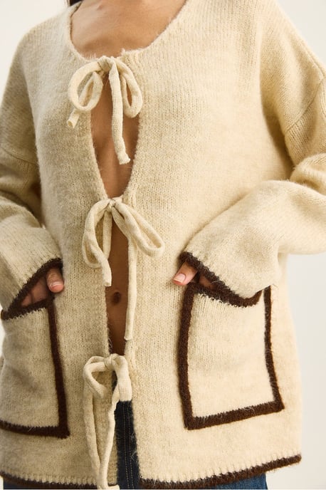 Overmaatse gebreide cardigan met striksluiting - Image 6