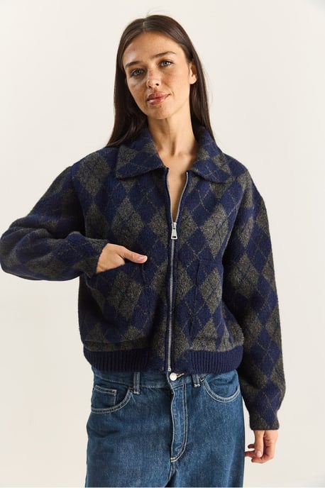 Dikke Jacquard Gebreide Cardigan met Rits - Image 3