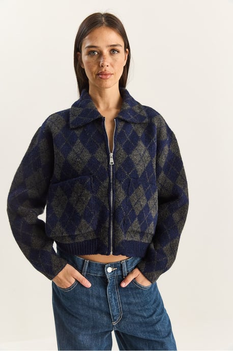 Dikke Jacquard Gebreide Cardigan met Rits - Image 4