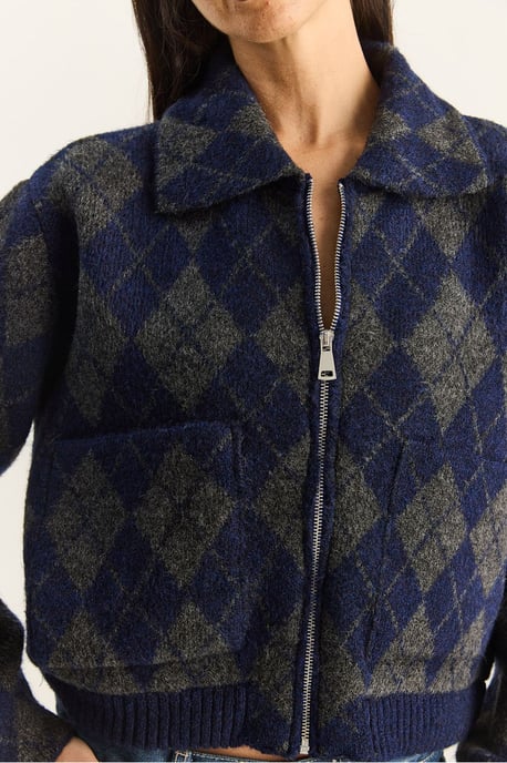 Dikke Jacquard Gebreide Cardigan met Rits - Image 6