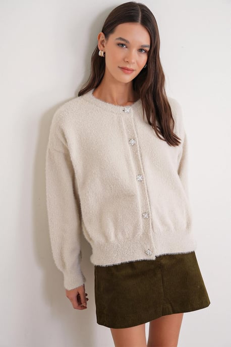 Oversized Jacquard Knopen Cardigan - Image 2
