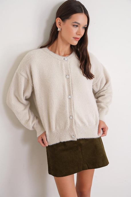 Oversized Jacquard Knopen Cardigan - Image 3