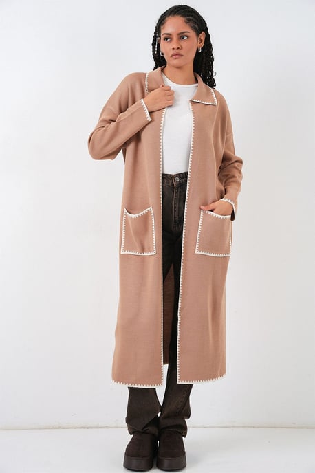 Lange Brei Cardigan met Steekdetails - Image 2