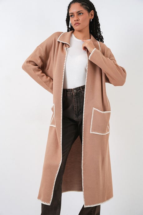 Lange Brei Cardigan met Steekdetails - Image 4