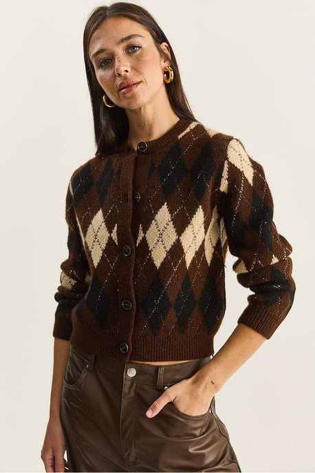 Dikke Jacquard Gebreide Vest met Knopen Sluiting - Image 1