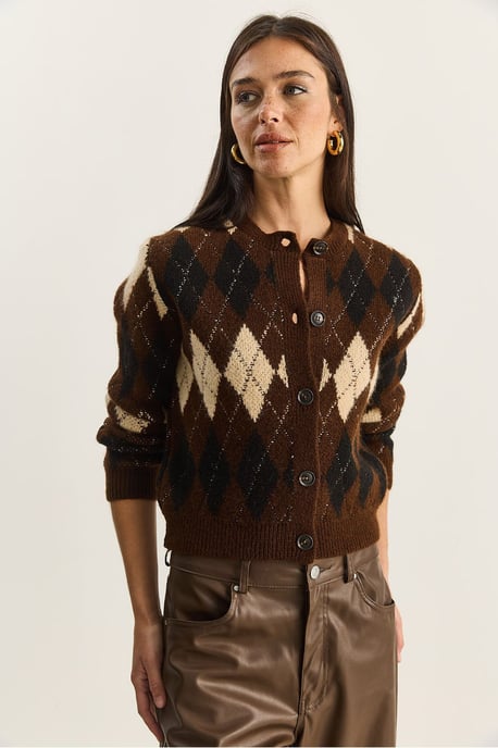Dikke Jacquard Gebreide Vest met Knopen Sluiting - Image 3