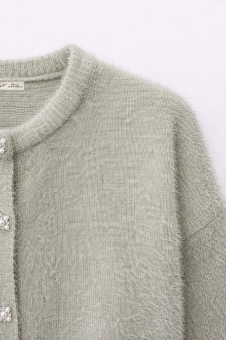 Oversized Jacquard Knopen Cardigan - Image 2