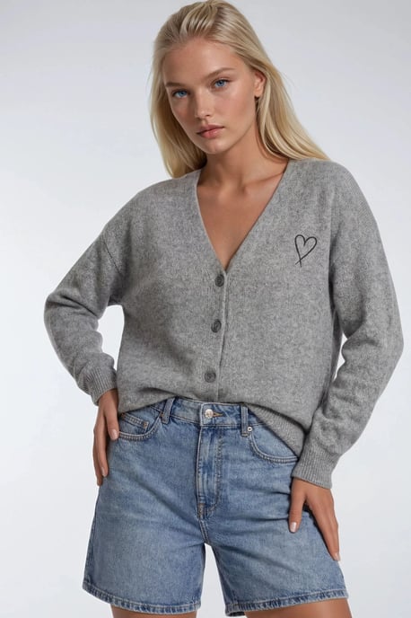Oversized Gebreide Cardigan met Hartdetail - Image 3