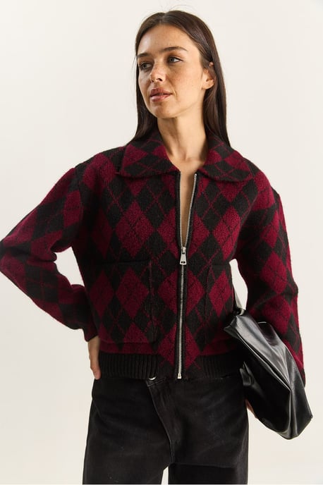 Dikke Jacquard Gebreide Cardigan met Rits - Image 3