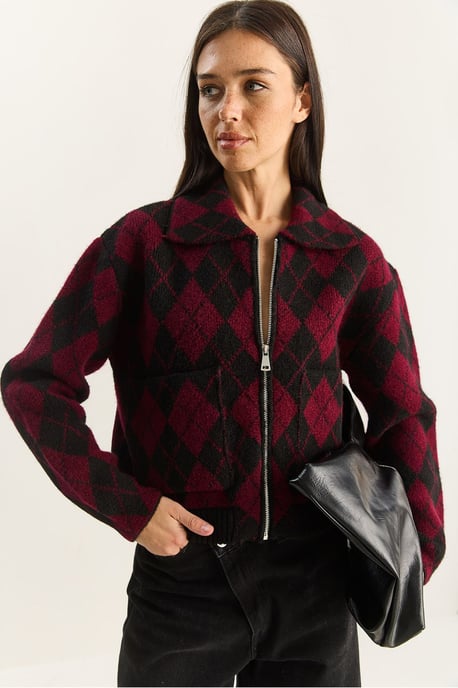 Dikke Jacquard Gebreide Cardigan met Rits - Image 4