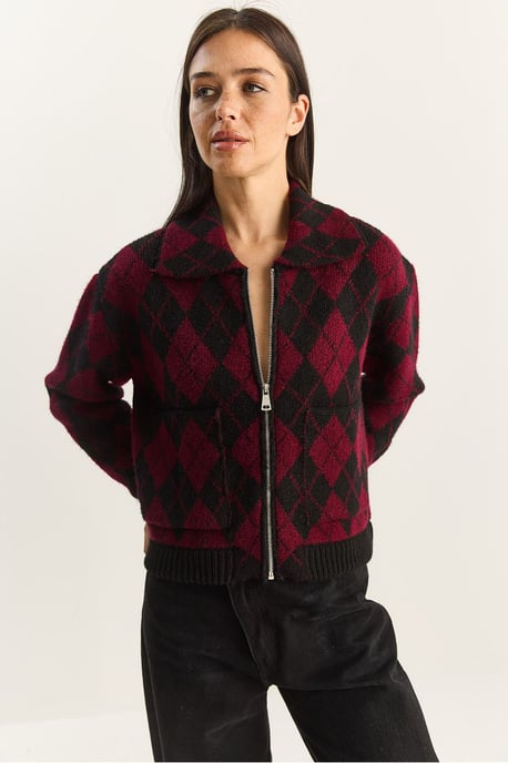 Dikke Jacquard Gebreide Cardigan met Rits - Image 5