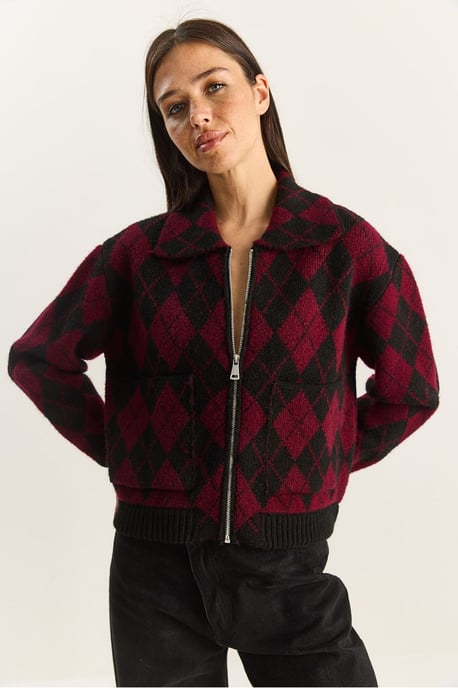 Dikke Jacquard Gebreide Cardigan met Rits - Image 6