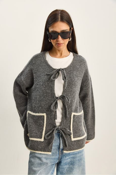 Oversized gebreide cardigan met striksluiting - Image 2