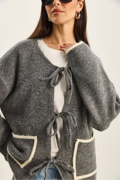 Oversized gebreide cardigan met striksluiting - Image 5