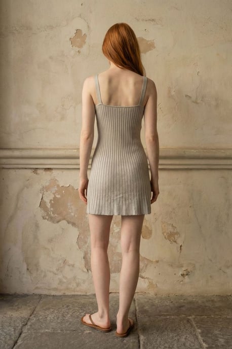 Geribbelde Bodycon Mini-Jurk met vierkante Hals - Image 2