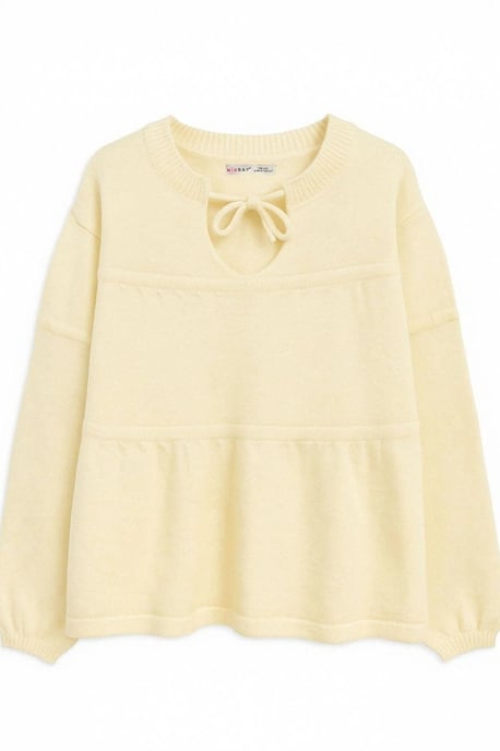 V loose knit sweater met strikdetails - Image 4