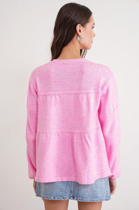 V loose knit sweater met strikdetails - Image 5
