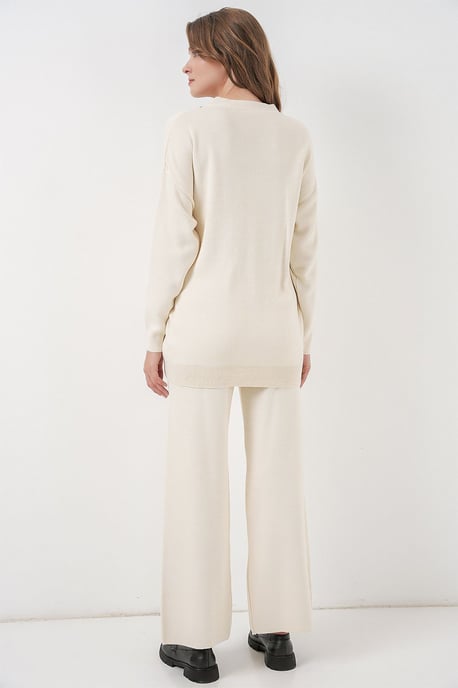 V-hals cardigan en wijde broek set - Image 5