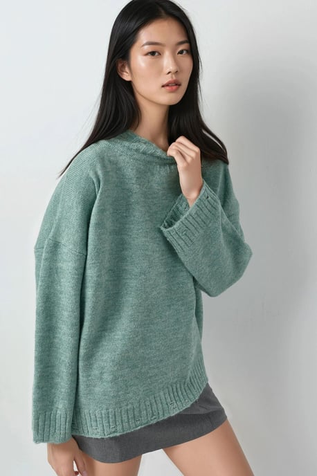 Oversized Gewoven Trui met Ronde Hals - Image 3