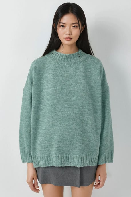 Oversized Gewoven Trui met Ronde Hals - Image 6