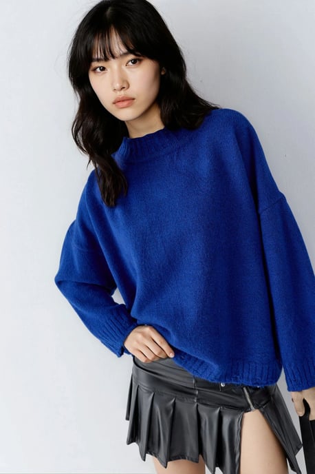 Oversized Geverfde Breisweater met Ronde Hals - Image 1