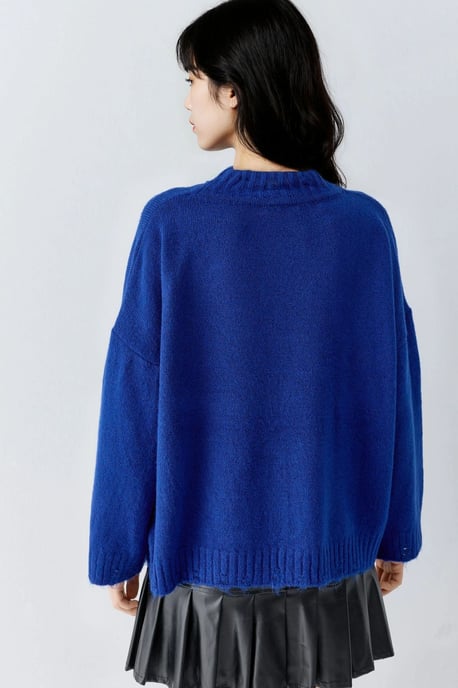 Oversized Geverfde Breisweater met Ronde Hals - Image 3