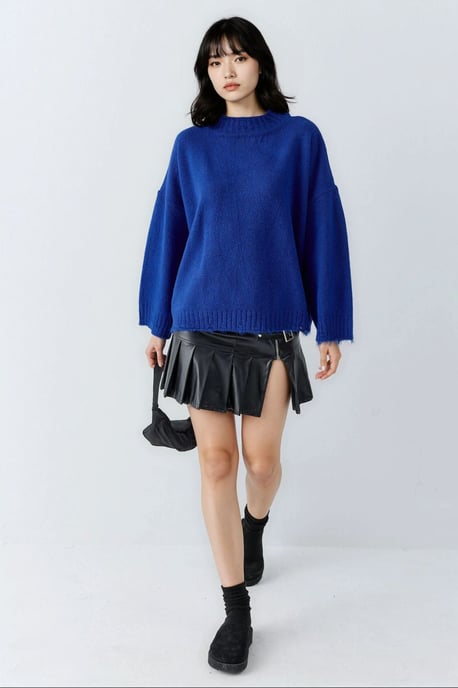 Oversized Geverfde Breisweater met Ronde Hals - Image 4