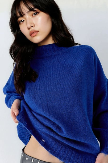Oversized Geverfde Breisweater met Ronde Hals - Image 5
