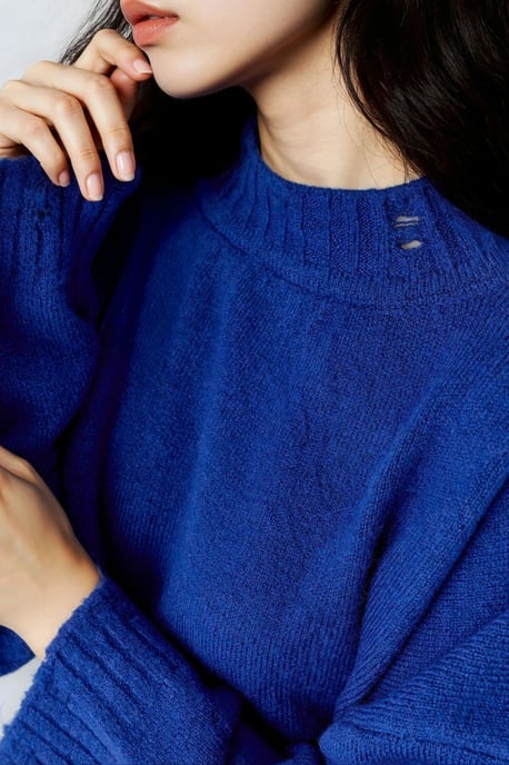Oversized Geverfde Breisweater met Ronde Hals - Image 6