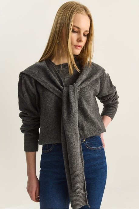 Regular Fit Crew Neck Geribbelde Trui - Image 1