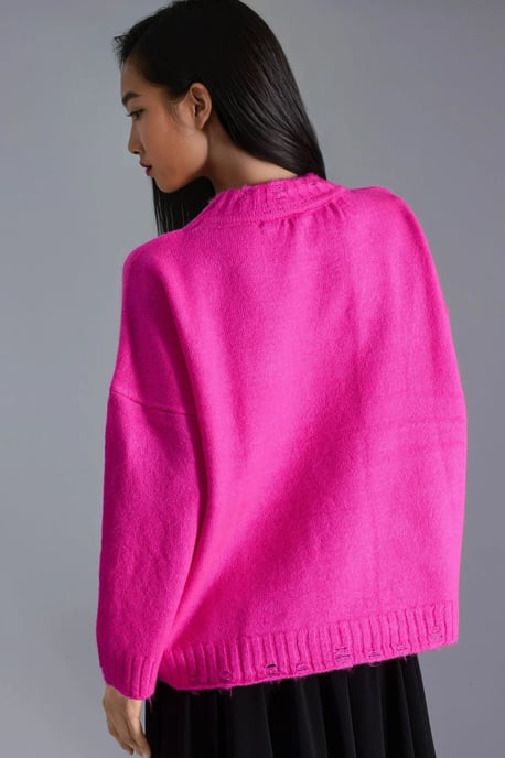 Oversized Textuurgebreide Trui met Ronde Hals - Image 3