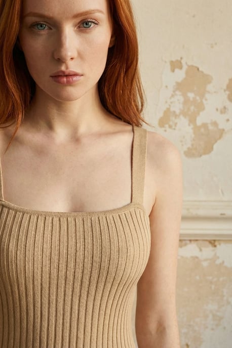 Geribbelde Vierkante Hals Bodycon Mini Jurk - Image 4