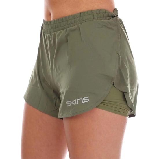 Skins Dames/Dames Series-3 Superpose Hardloopshort (Kaki Groen) - Image 3