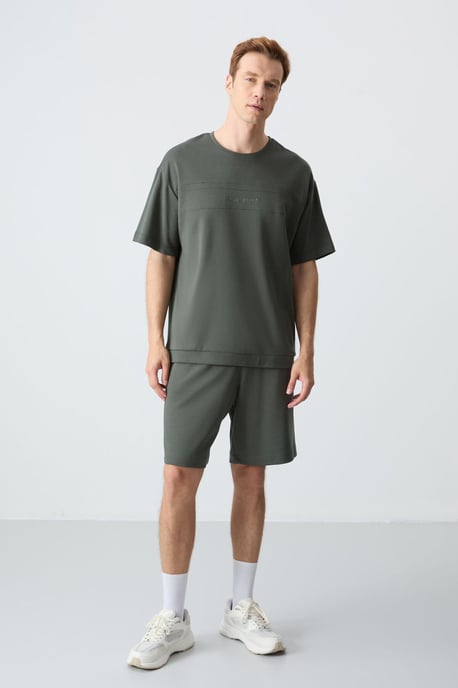 Heren Oversized Katoenmengsel T-Shirt en Shorts Set - Image 1