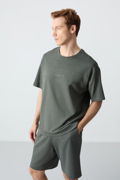 Heren Oversized Katoenmengsel T-Shirt en Shorts Set - Image 4