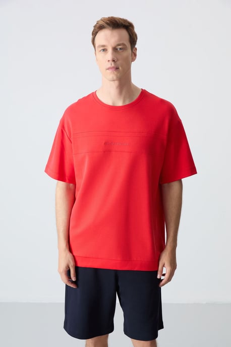 Heren Oversized Katoenmix T-Shirt en Shorts Set - Image 2