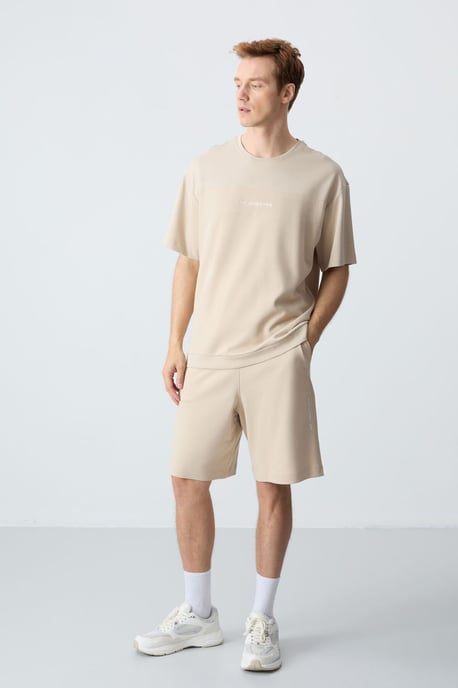Heren Oversized Katoenmix T-Shirt en Korte Broek Set - Image 1