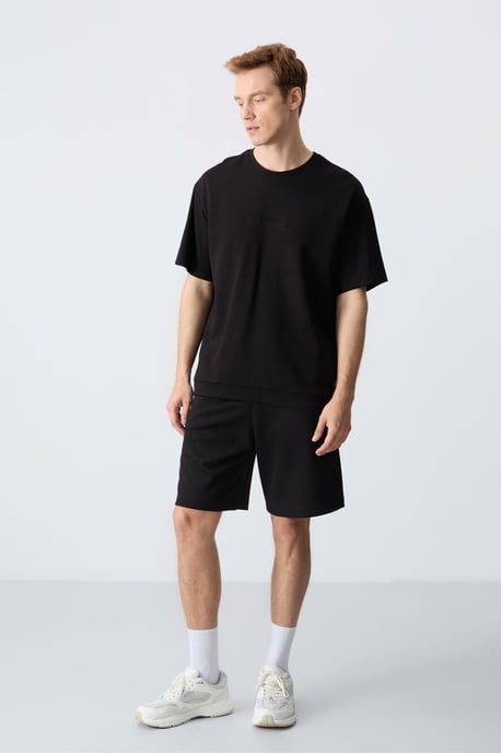 Heren Oversized Katoenmix T-Shirt en Shorts Set - Image 1