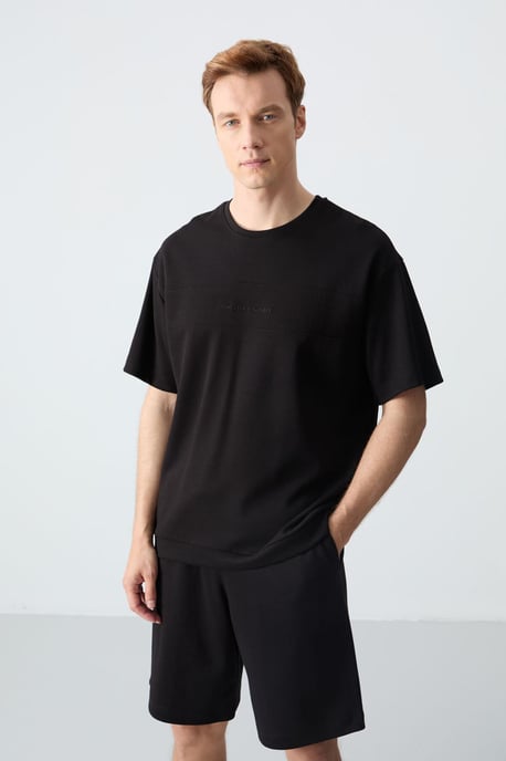 Heren Oversized Katoenmix T-Shirt en Shorts Set - Image 3